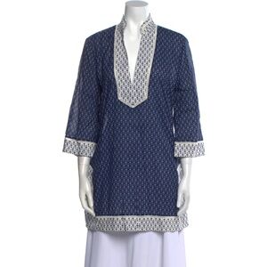 Tory Burch Navy Tunic with Cream Accents